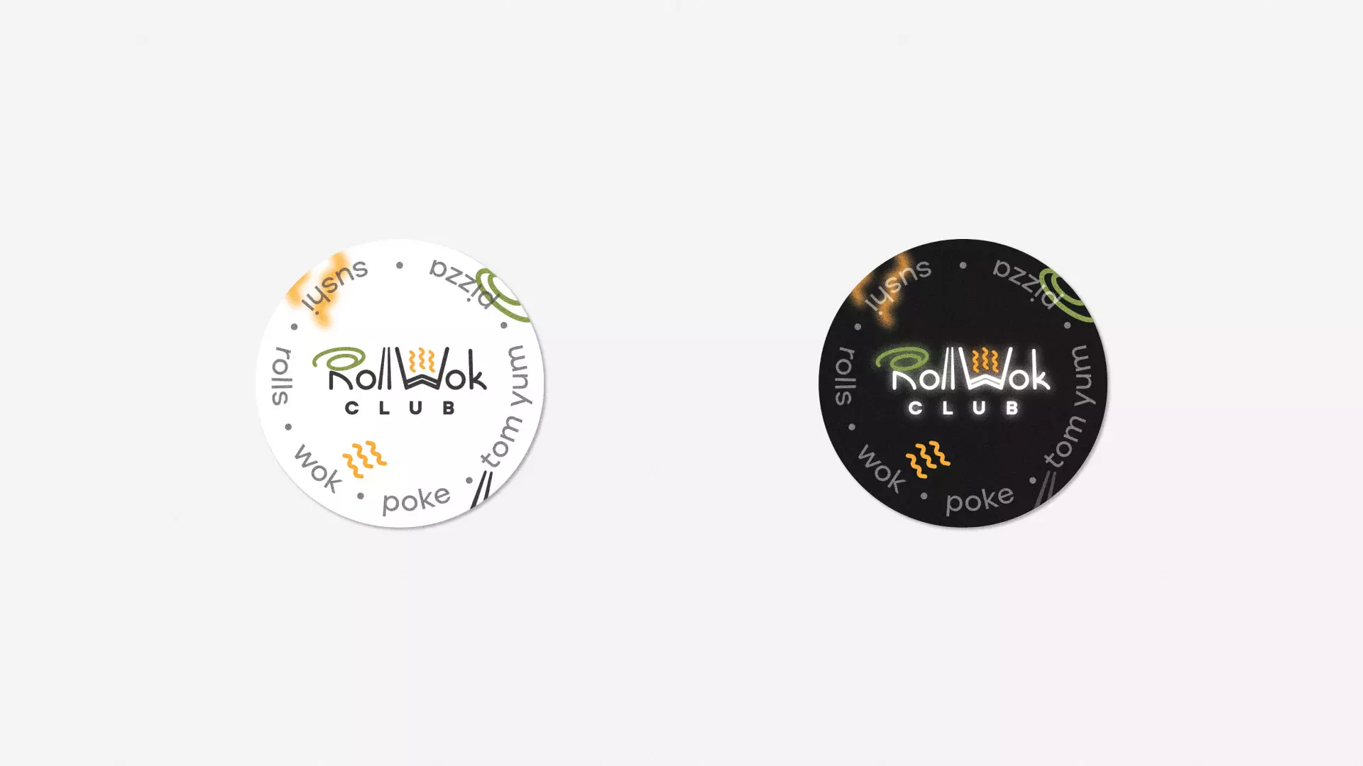 Разработка наклеек для суши-бара «Roll Wok Club» в Химках